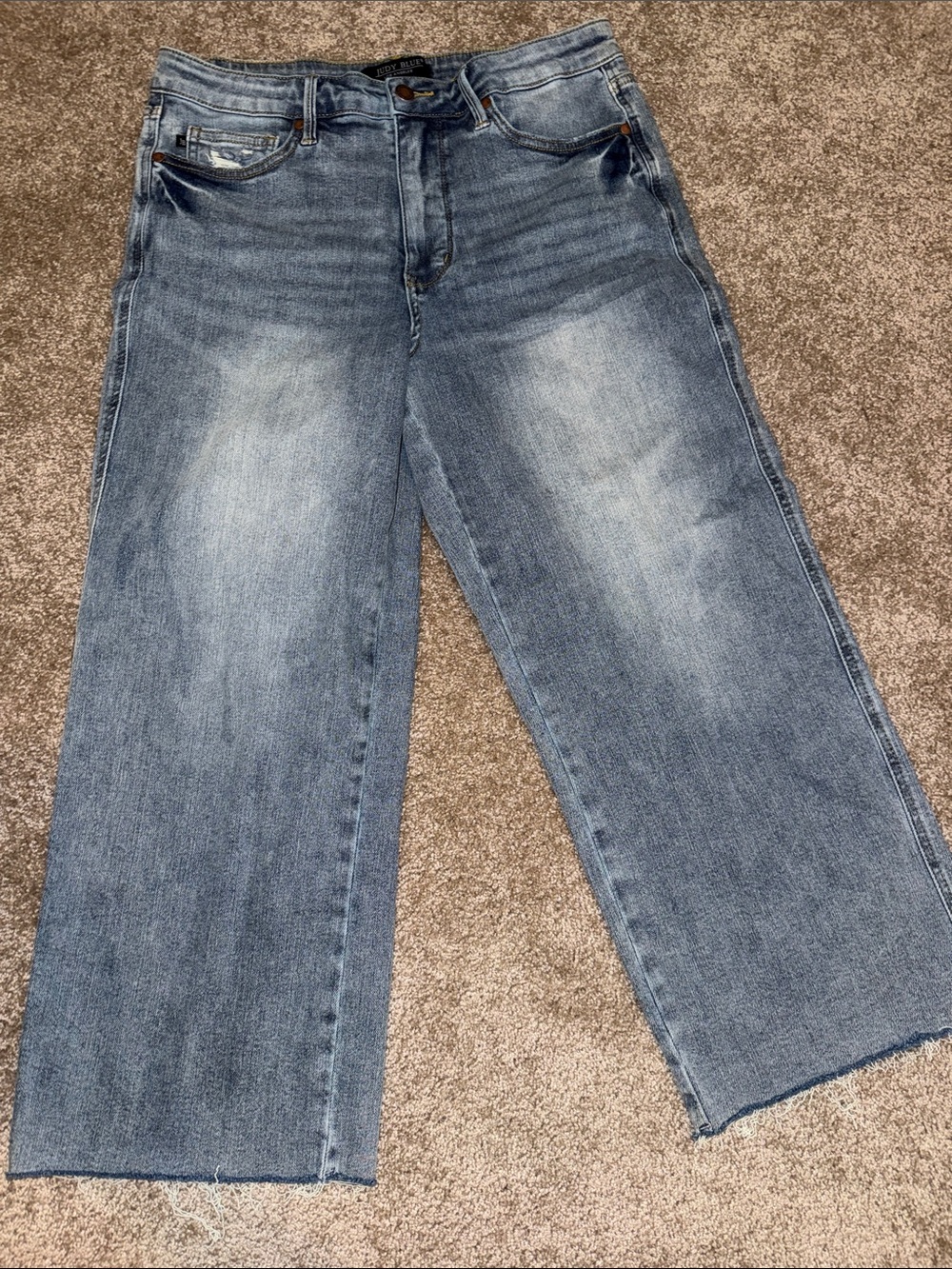 Judy Blue Relaxed Wide-Leg Cropped Jeans - Faded Blue Size 15/32